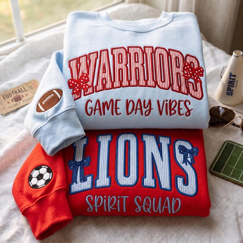 StitchDesignUs Custom Appliqué embroidery Gameday Sweatshirt – Made for the One Who Cheers Loudest