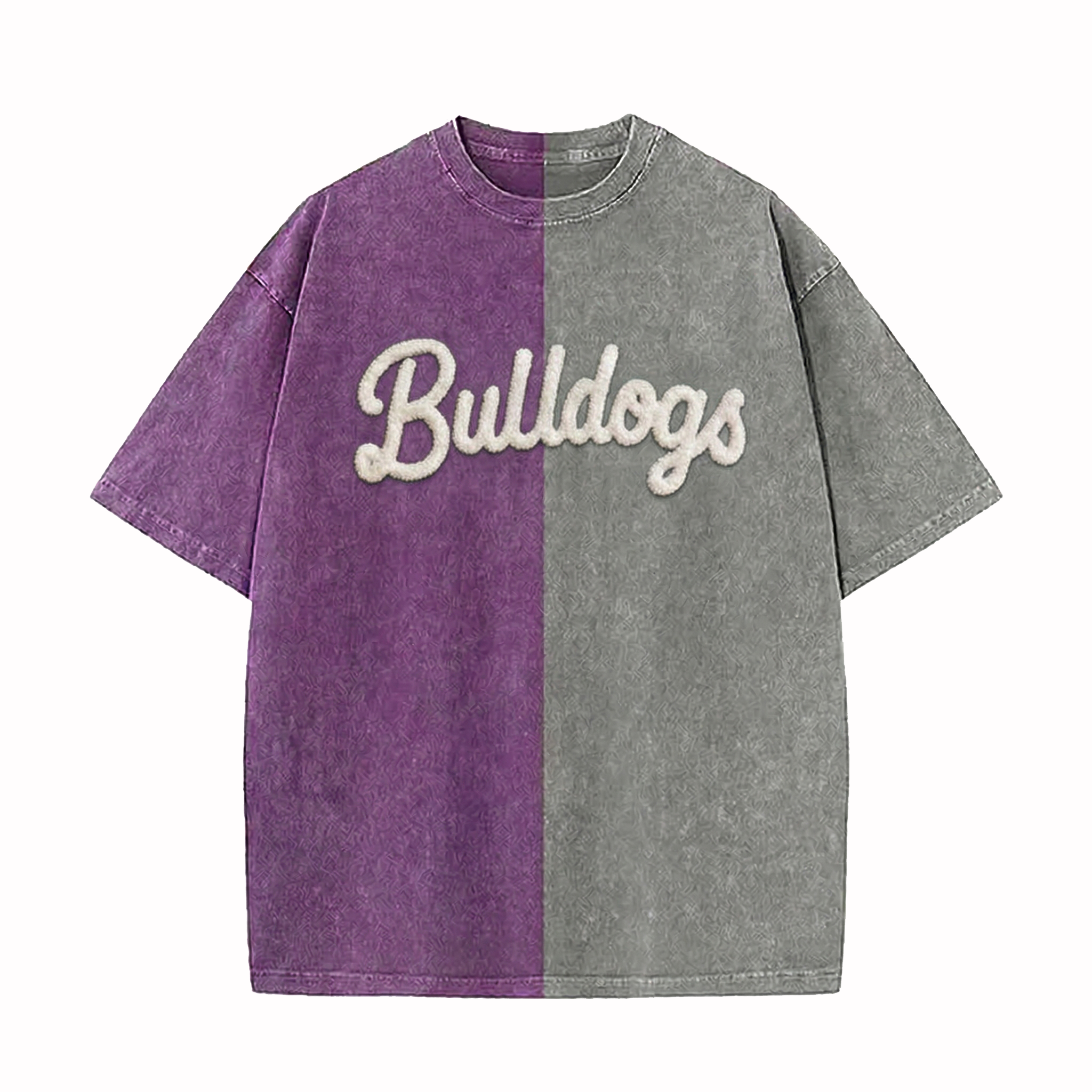 StitchDesignUs Personalized Chenille YARN EMBROIDERED Game Day Two Tone Washed T-shirt