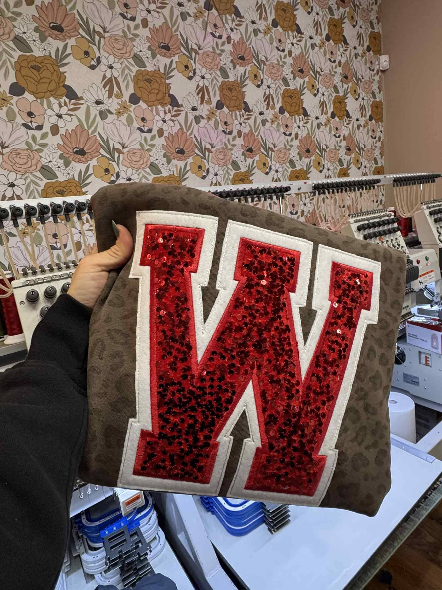StitchDesignUS Custom Sequin Letters Sweatshirt – Personalized Glitter Numbers, Sports Fan Gift | Gifts for Sports Mom