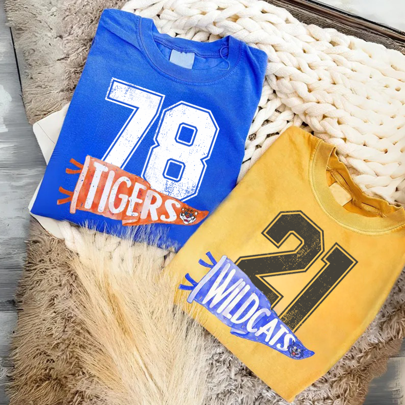 StitchDesignUS Custom Mascot School Spirit Pennant Clothes | Gifts for Sports Mom