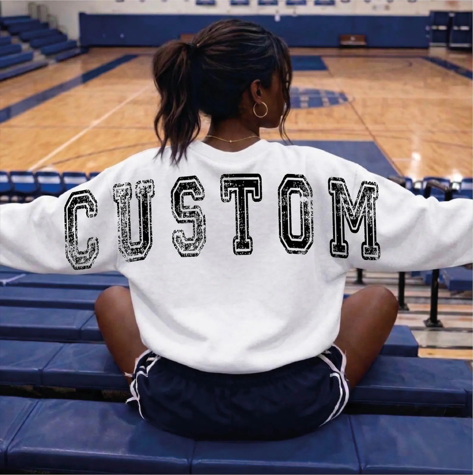 StitchDesignUs Custom Team Name Sweatshirt Distressed Big Back Print Personalized Mascot Hoodie